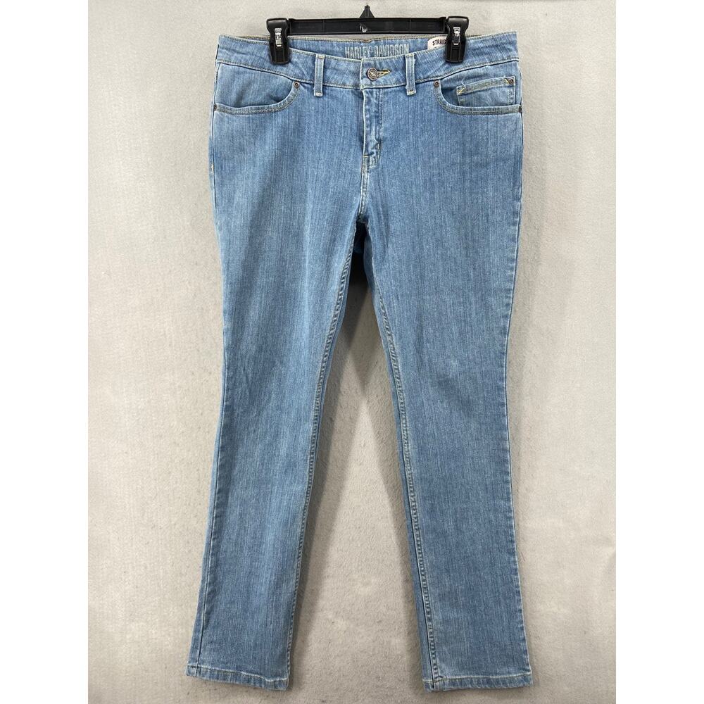 Harley Davidson Jeans Womens 31 Denim Straight Leg Motorcycle Cotton Medium Wash